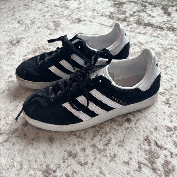 adidas Shoes - Adidas Gazelle Black with White Stripes Women’s Size 6 Suede Sneakers